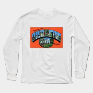 Greetings from Wilmington, North Carolina - Vintage Large Letter Postcard Long Sleeve T-Shirt